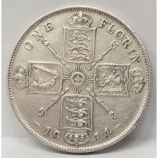GREAT BRITAIN UK 1914 . FLORIN . NICE HIGH GRADE